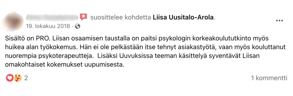 Liisa Uusitalo-Arola kokemuksia – Liisa on pro