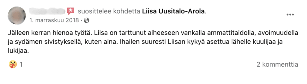 Liisa Uusitalo-Arola kokemuksia – ammatitaitoa